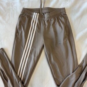 Adidas Tan Sweatpants with Elastic Waistband and Tapered Fit